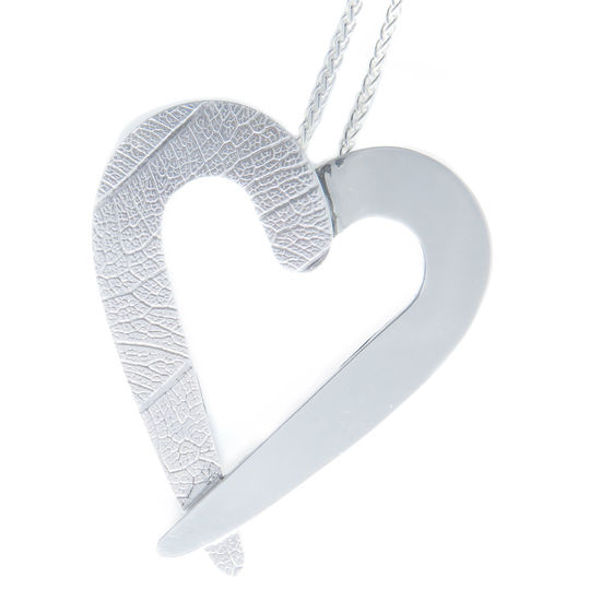 Textured Heart Sterling Silver Pendant, inclusive 18