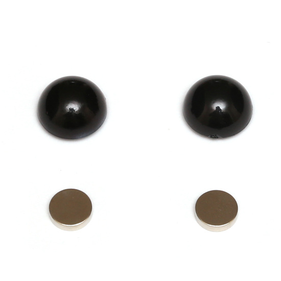 Black flat back acrylic pearl dome round magnetic earrings for non-pierced