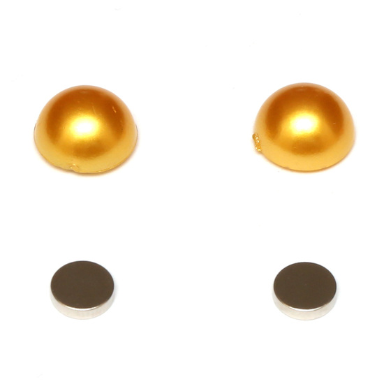 Gelbe Acrylperlen mit flacher Rückseite magnetische Ohrringe