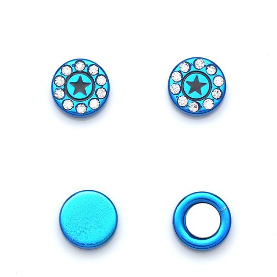 Blue Round Crystal Star Magnetic Earrings