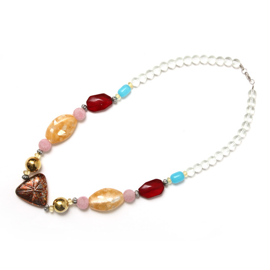Multicoloured beads with triangle pendant compo