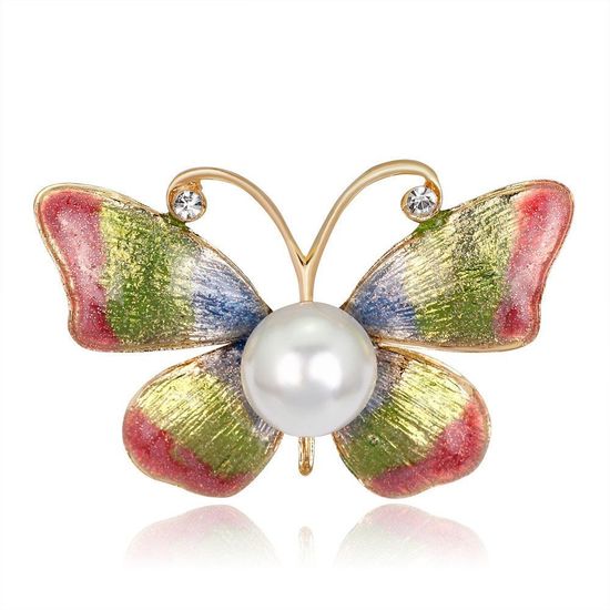 Emaillilerter Schmetterling mit Faux-Perle
