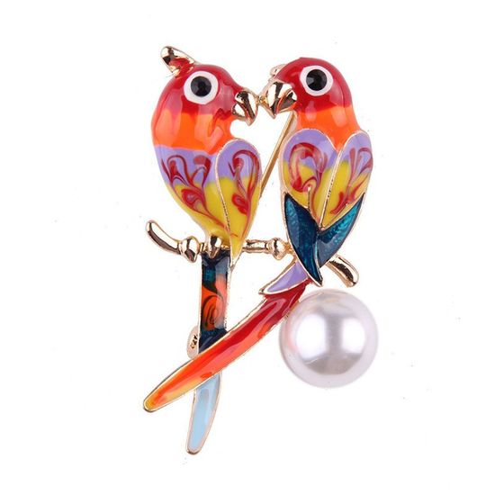 Parrot Couple with Simulated Pearl