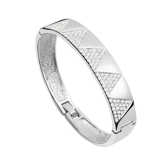  White gold plated bangle with white Austrian...