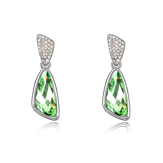 Austrian Swarovski Elements crystal white gold-plated stud drop earrings - Romanticism ( Olives ) 