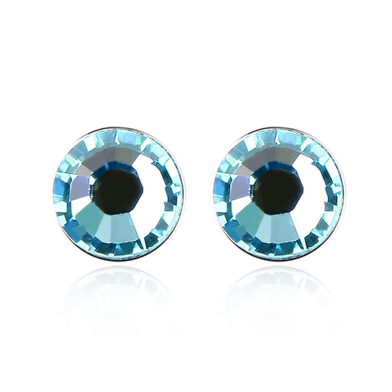 Austrian Swarovski Elements crystal round stud earrings ( Blue )
