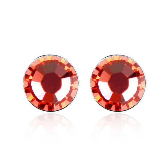 Austrian Swarovski Elements crystal round stud earrings ( red water lilies )