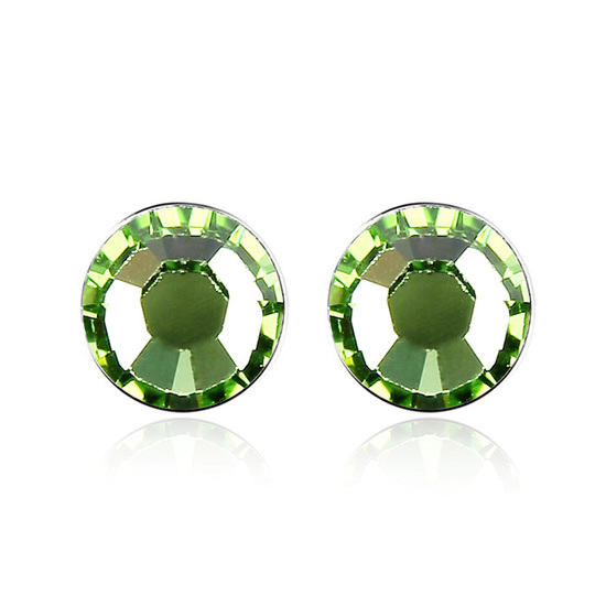 Austrian Swarovski Elements crystal round stud earrings ( Green )