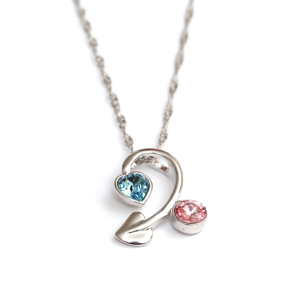 White gold-plated chain necklace with Swarovski Elements Crystal