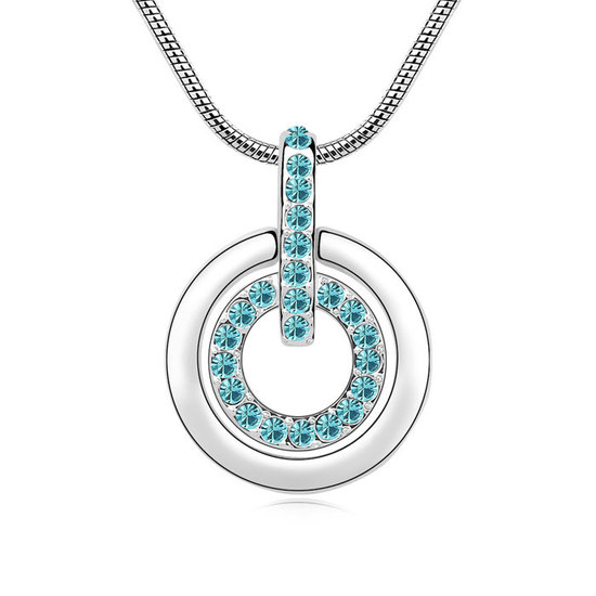 Gold-plated necklace with blue Swarovski Elements Crystal circle pendant