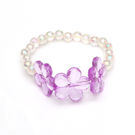 Purple Flower Fashion Acrylic Bracelets for Kids