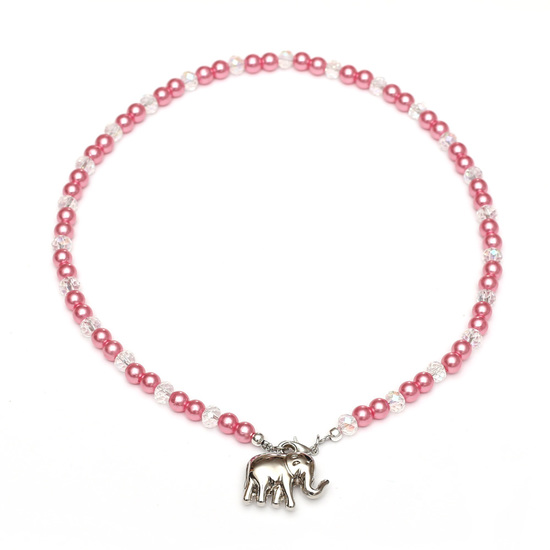 Pink and White Acrylic Imitation Pearl Necklace...