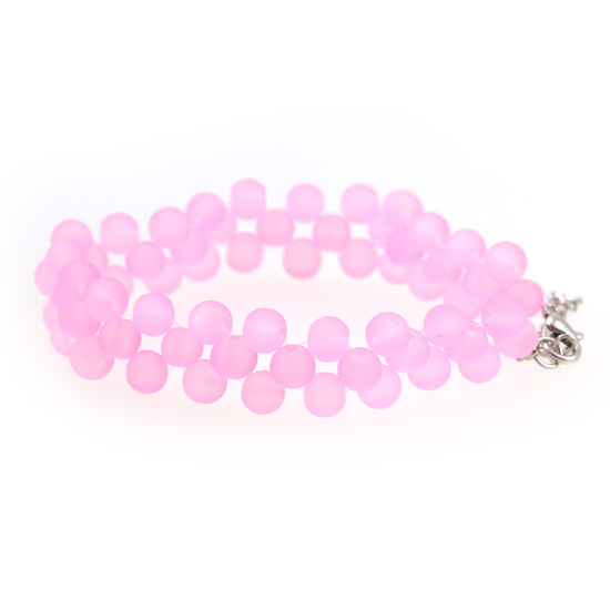Pink fluorescent colour beads anklet