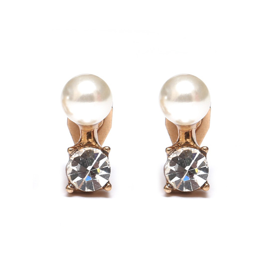 White faux-pearl and crystal clip on earrings...