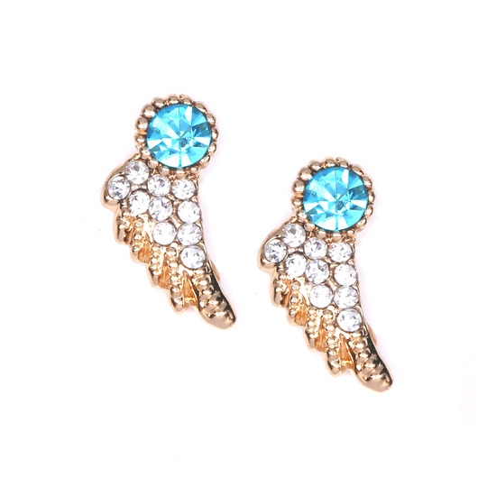 Angel Wings with Blue CZ Stones