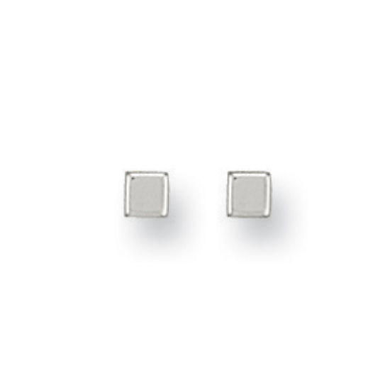 9ct White Gold 4mm Square Cube Stud Earrings 