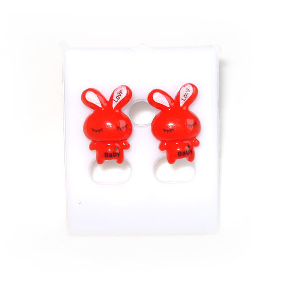 Red baby bunny stud earrings