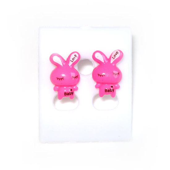 Pink baby bunny stud earrings