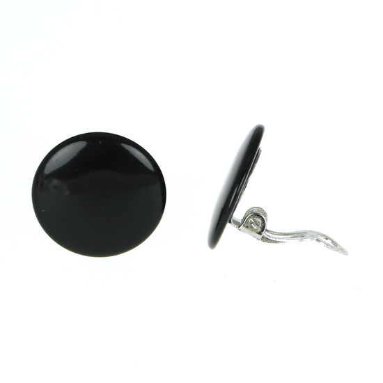Black Discs Tagua Clip-on Earrings, 20mm