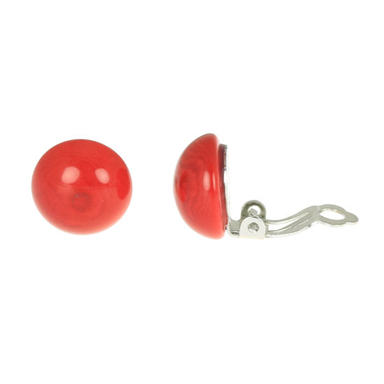Rote Tagua Kuppeln Ohrclips, 14mm
